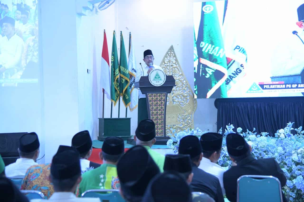 Wabup Sumenep, KH Imam Hasyim saat memberikan sambutan di pelantikan GP Ansor Sumenep.